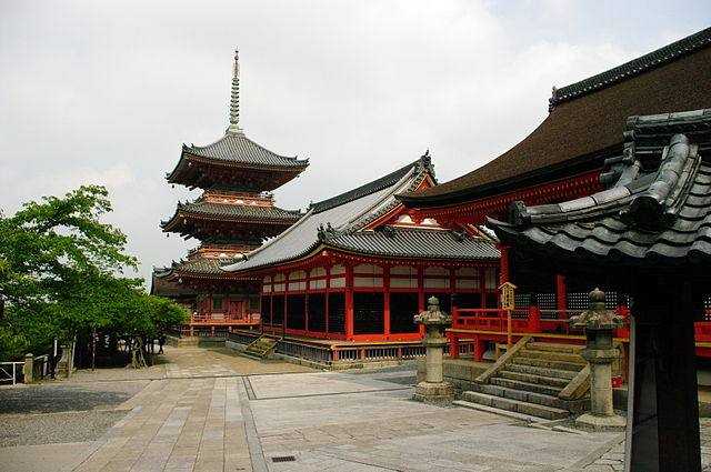 (Kaisan-do - Founder's Hall)-(Kyo-do   -Sutra Hall)-(Sanju-no-to - Three storied Pagoda) - Kiyomizudera Temple Kyoto
