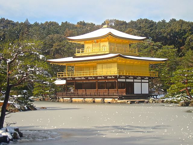 Golden Pavilion In Snow