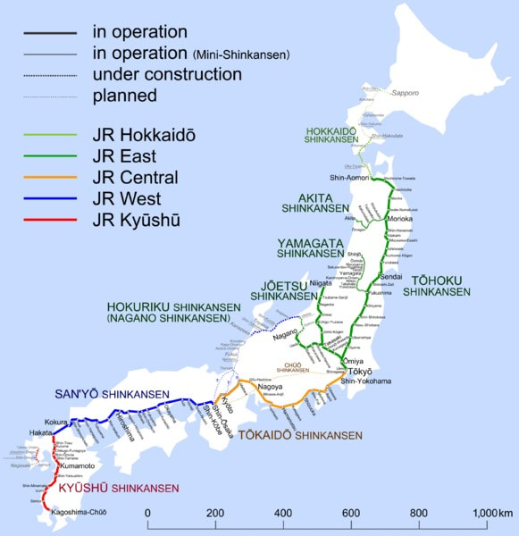 Map Of Shinkansen Network
