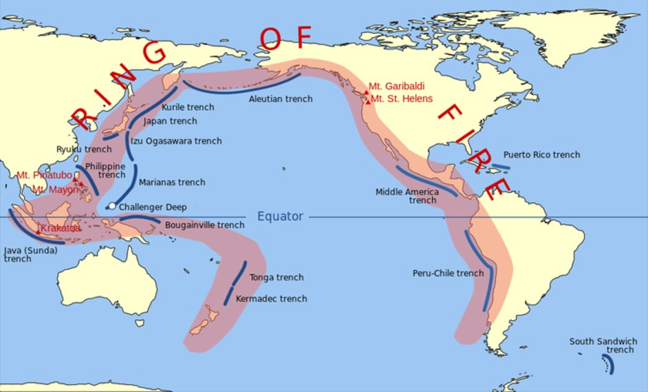 Ring of Fire Area - Pacific Ocean